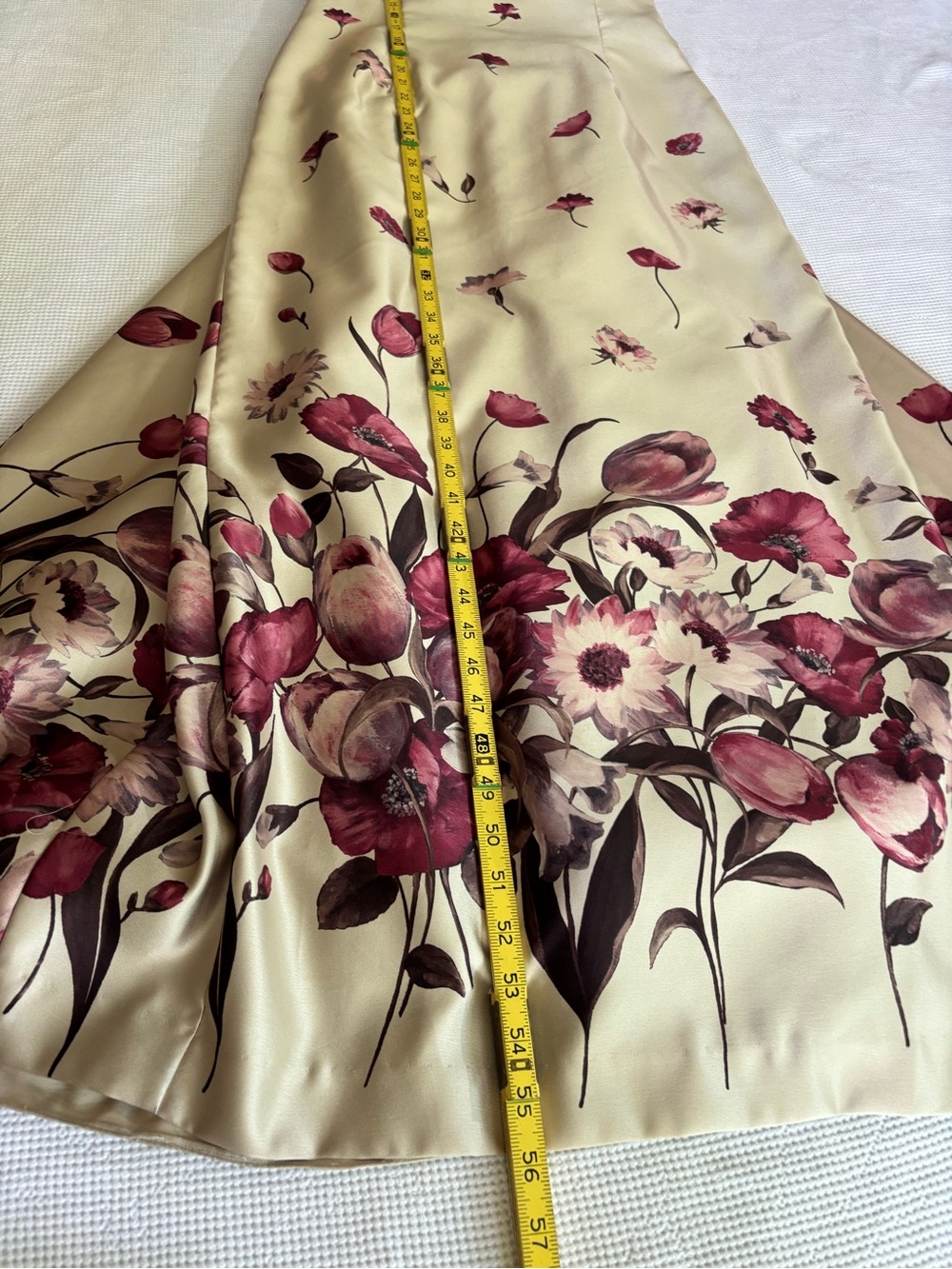 Jessica McClintock Cream Maxi Dress with Burgundy Floral Print - Picture 13 of 15